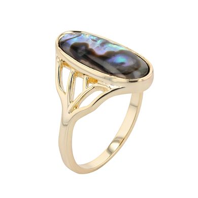 City Luxe Brass & Abalone Large Oval Ring 