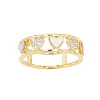 City Luxe Mother of Pearl & Cubic Zirconia Open Heart Gold Band