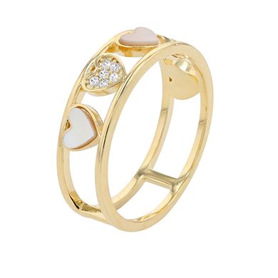 City Luxe Mother of Pearl & Cubic Zirconia Open Heart Gold Band