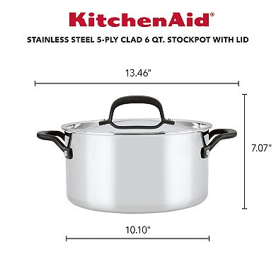 KitchenAid 5-Ply Clad Stainless Steel 6-qt. Stockpot with Lid