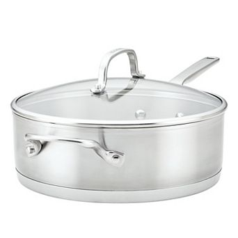 KitchenAid 3-Ply Base Stainless Steel 4.5-qt Deep Sauté Pan with Helper Handle and Lid