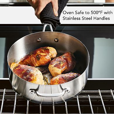 KitchenAid 3-Ply Base Stainless Steel 4.5-qt. Deep Sauté Pan with Helper Handle and Lid