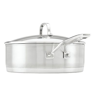 KitchenAid 3-Ply Base Stainless Steel 4.5-qt. Deep Sauté Pan with Helper Handle and Lid