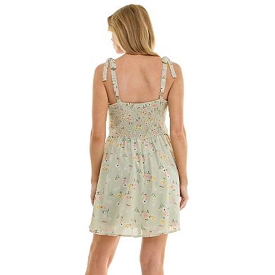 Juniors' As U Wish Shoulder-Tie Smocked Back Skater Dress