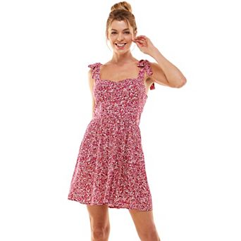 Juniors' As U Wish Shoulder-Tie Smocked Back Skater Dress