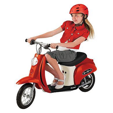 Razor Pocket Mod Miniature Euro 24V Electric Kids Ride On Retro Scooter, Red