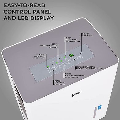 Ivation 50 Pint Energy Star Dehumidifier with Continuous Drain Hose Connector