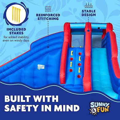 Sunny & Fun Inflatable Water Slide & Blow up Pool, Kids Water Park for Backyard