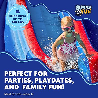 Sunny & Fun Inflatable Water Slide & Blow up Pool, Kids Water Park for Backyard