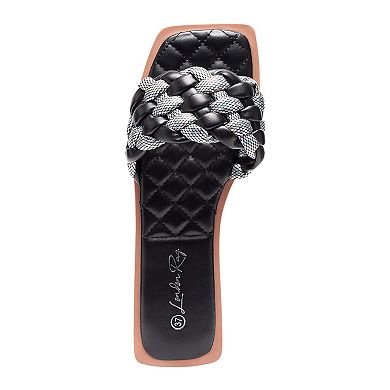 London Rag Allium Women's Metallic Woven Slide Sandals