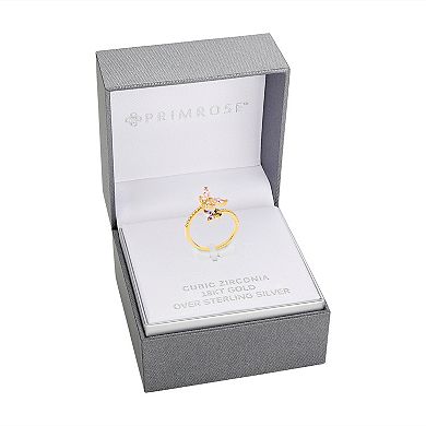 PRIMROSE Sterling Silver Cubic Zirconia Butterfly Bypass Ring