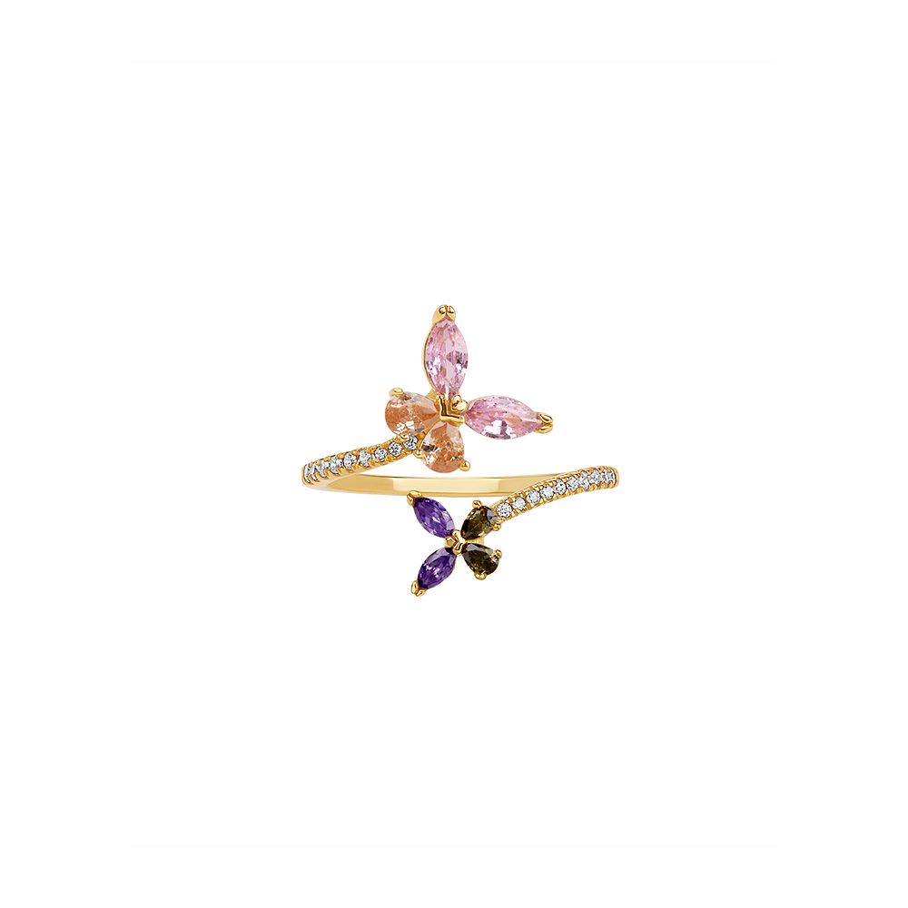 PRIMROSE Sterling Silver Cubic Zirconia Butterfly Bypass Ring