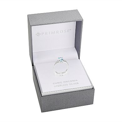 PRIMROSE Sterling Silver Oval & Baguette Cubic Zirconia Ring