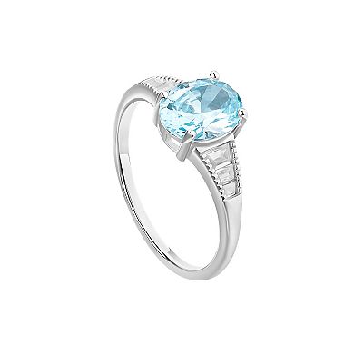 PRIMROSE Sterling Silver Oval & Baguette Cubic Zirconia Ring