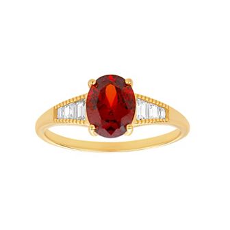 PRIMROSE Sterling Silver Oval & Baguette Cubic Zirconia Ring