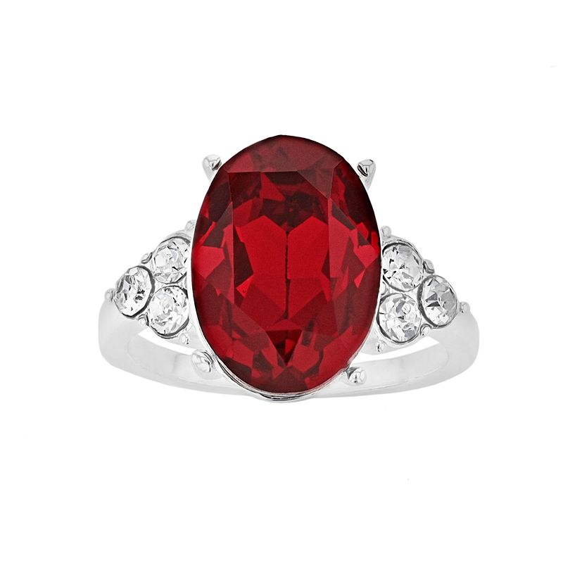 Brilliance Red Crystal Oval Ring, Womens, Size: 7