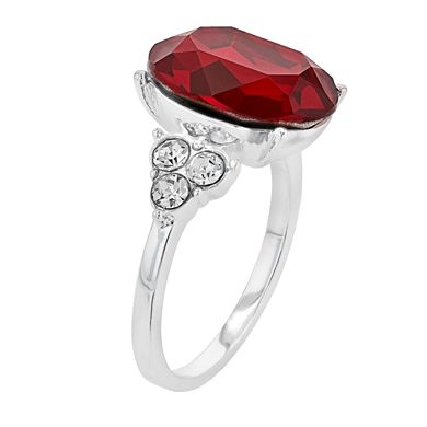 Brilliance Red Crystal Oval Ring