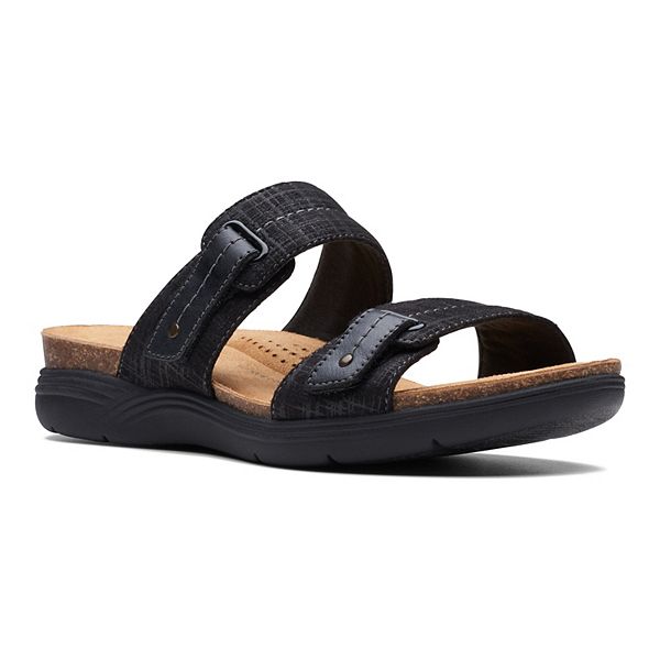 Clarks® April Dusk Women's Leather Slide Sandals