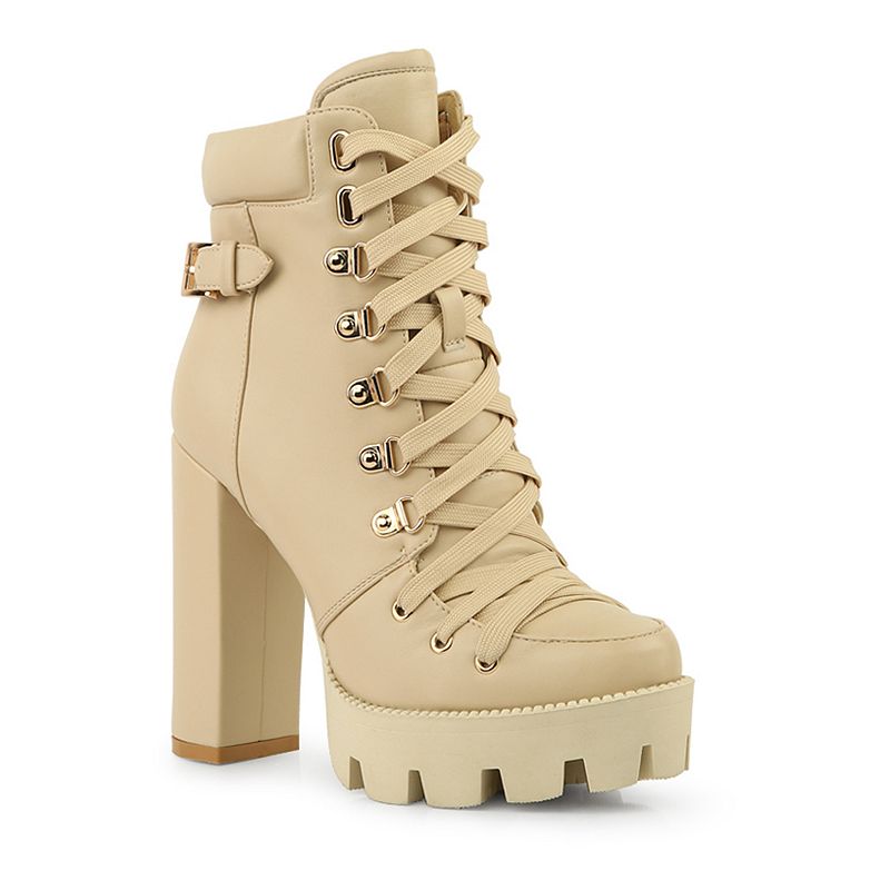 London Rag Willow Womens Combat Boots, Size: 10, Brown