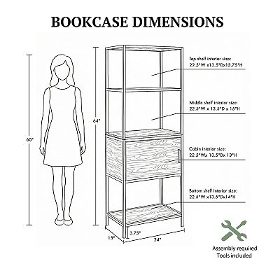 Madison Park Pagosa 3-Shelf Bookcase & Lower Storage Cabinet Set