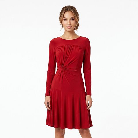 Женские платья Taylor Women's Taylor Long Sleeve Side Knot A-Line Midi Dress