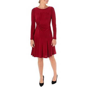 Women's Taylor Long Sleeve Side Knot A-Line Midi Dress