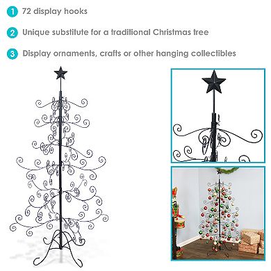 Sunnydaze Noelle Black Metal Christmas Ornament Tree - 60 Inch