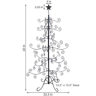 Sunnydaze Noelle Black Metal Christmas Ornament Tree - 60 Inch