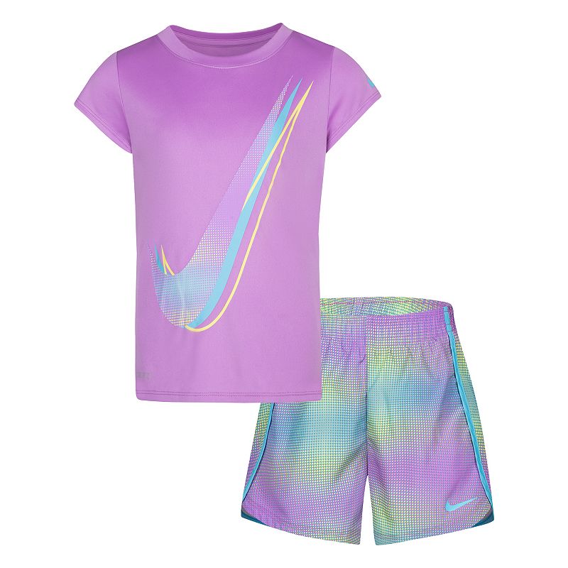 Girl 4-6x Nike Graphic Swoosh Tee and Sprinter Shorts Set, Girls, Lt Purpl