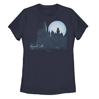 Juniors' Harry Potter: Deathly Hallows 2 Hogwarts Castle Moon Portrait Graphic Tee