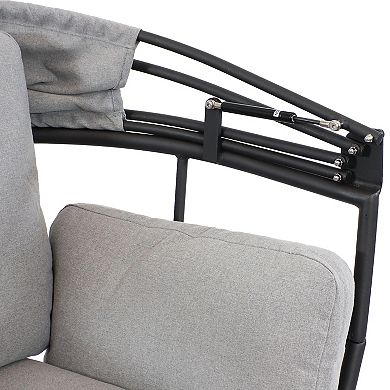 Sunnydaze Modern Luxury Wicker Lounge Chair with Retractable Shade - Blue
