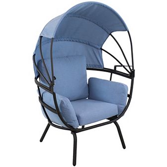 Sunnydaze Modern Luxury Wicker Lounge Chair with Retractable Shade