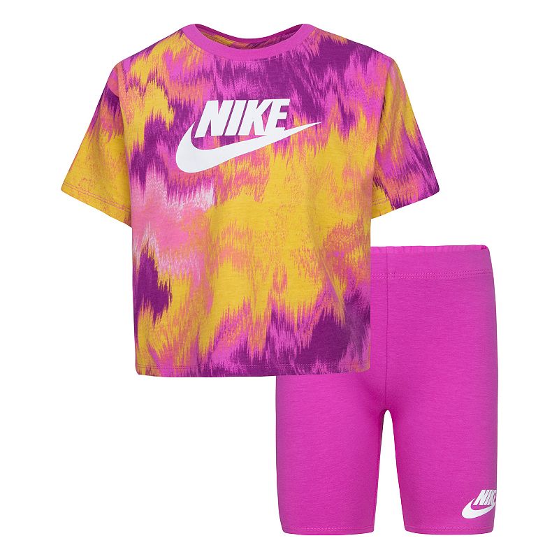 Girl 4-6x Nike Boxy Tee and Bike Shorts Set, Girls, Brt Pink