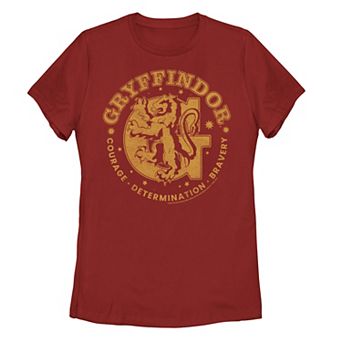 Juniors' Harry Potter: Deathly Hallows 2 Griffindor "Courage, Determination, Bravery" Logo Graphic Tee