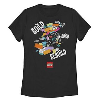 Juniors' Lego: Iconic "Build, Un-Build, Rebuild" Figures Graphic Tee