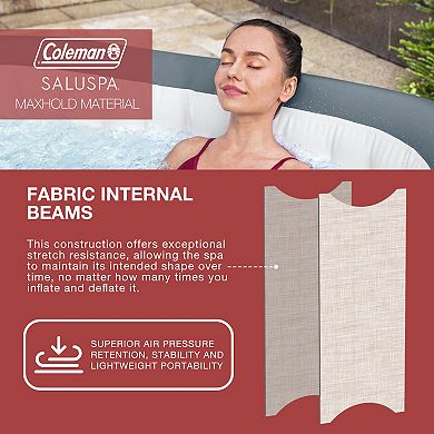 Coleman Saluspa Airjet 6 Person Inflatable Square Hot Tub With 114 Jets, Gray