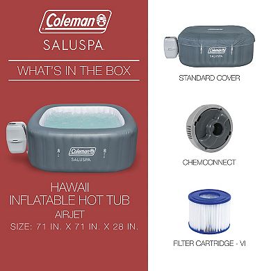Coleman Saluspa Airjet 6 Person Inflatable Square Hot Tub With 114 Jets, Gray