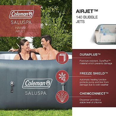 Coleman SaluSpa AirJet Inflatable Square Hot Tub with 114 Soothing Jets, Gray
