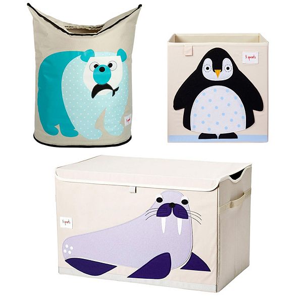 3 Sprouts Penguin Cube Bin, Polar Bear Laundry Basket, & Walrus ...