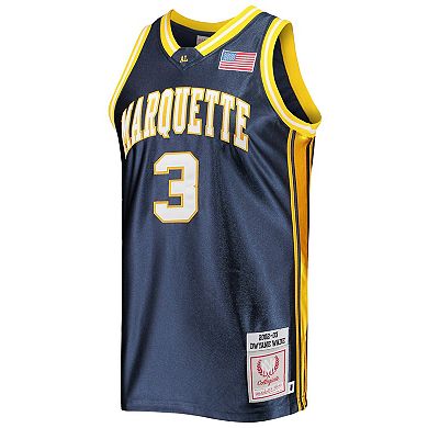 Men's Mitchell & Ness Dwyane Wade Navy Marquette Golden Eagles 2002/03 Authentic Throwback College Jersey