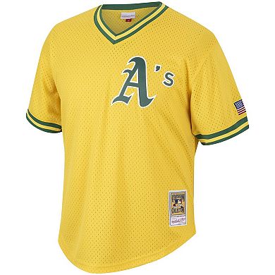 Men's Mitchell & Ness Mark McGwire Gold Oakland Athletics Cooperstown Collection Mesh Batting Practice Jersey