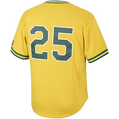 Men's Mitchell & Ness Mark McGwire Gold Oakland Athletics Cooperstown Collection Mesh Batting Practice Jersey