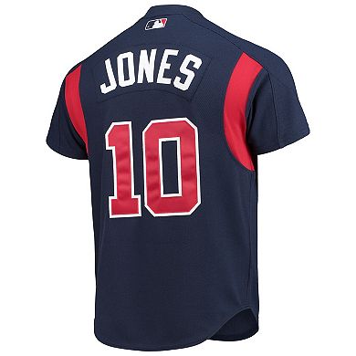 Men's Mitchell & Ness Chipper Jones Navy Atlanta Braves Cooperstown Collection Mesh Batting Practice Button-Up Jersey