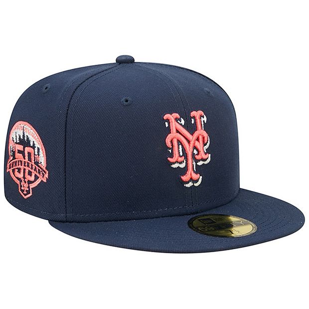 New Era Mens MLB New York Mets 50th Anniversary 59FIFTY Fitted Hat 70761487 Sky Blue/Black, Grey Undervisor 7 3/4