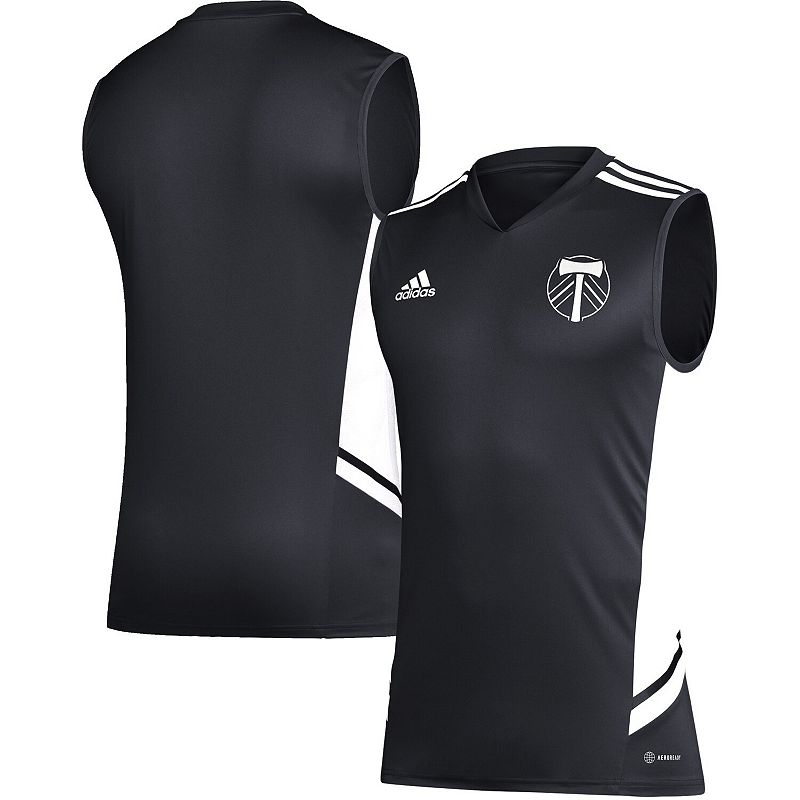 Mens adidas Black/White Portland Timbers Sleeveless Training Jersey, Size: