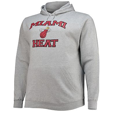 Men's Heathered Gray Miami Heat Big & Tall Heart & Soul Pullover Hoodie