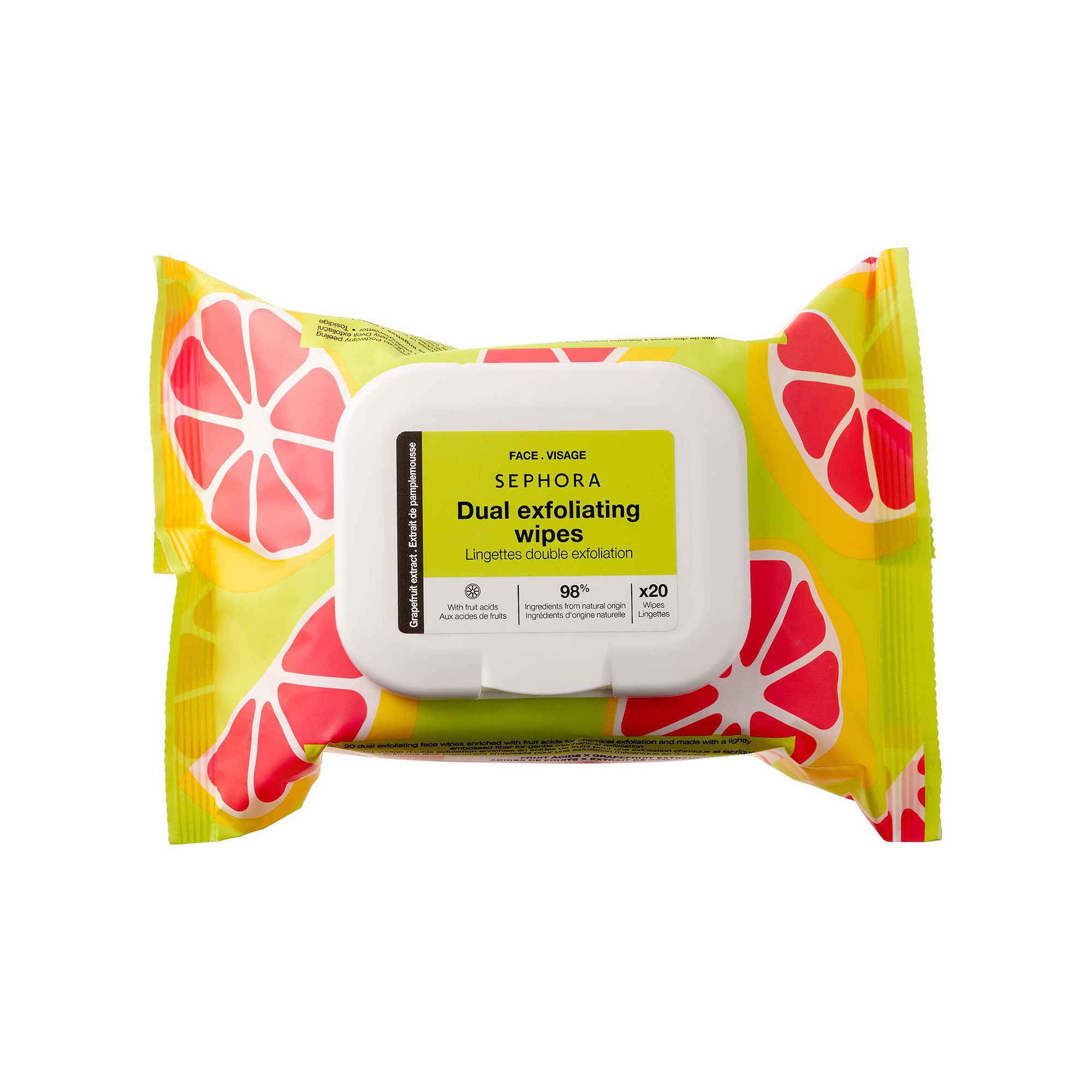 SEPHORA COLLECTION Cleansing + Exfoliating Wipes, Size: 20 CT, Pink