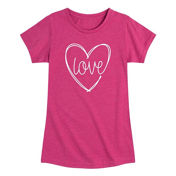 Girls 716 Doodle Heart Graphic Tee