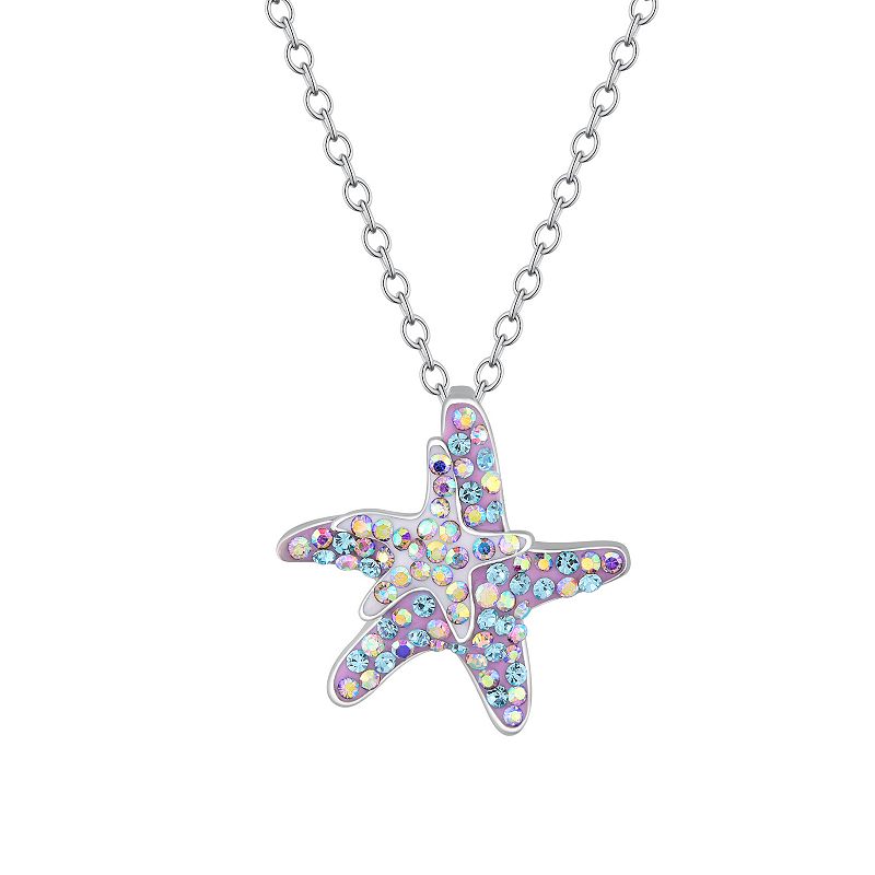 Crystal Collective Silver Plated Crystal Starfish Pendant Necklace, Women