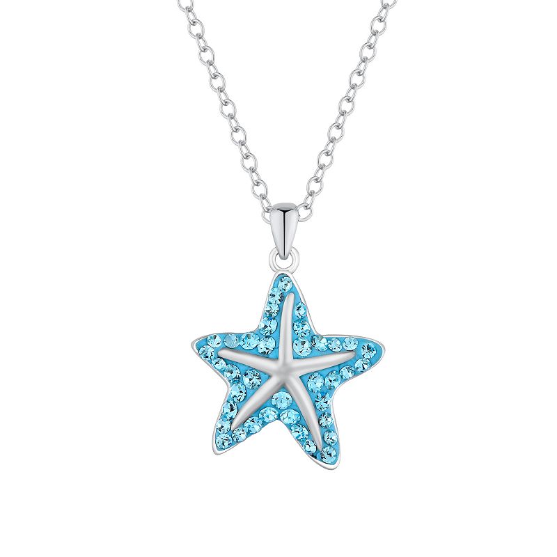 Crystal Collective Silver Plated Crystal Starfish Pendant Necklace, Women